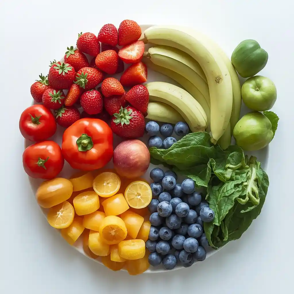 Abstract editorial composition representing balanced nutrition learning space